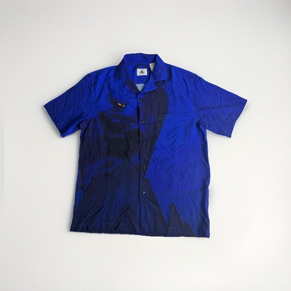 Disney Fantasia Shirt Adult Small Blue Chernabog Button Up Black Parks Mens NWT
